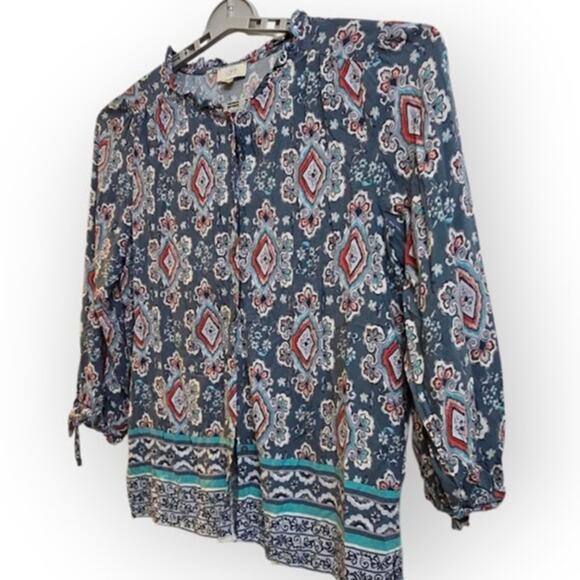 LOFT Outlet Multicolor Paisley Print Blouse Women’s XL 3/4 Sleeve - Picture 3 of 6